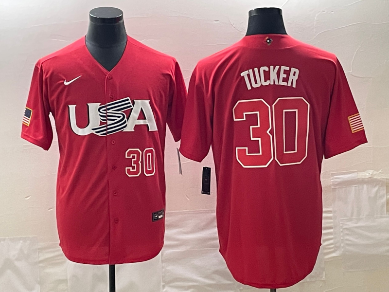 Men's USA Baseball #30 Kyle Tucker 2023 Red World Baseball Classic With Patch Stitched Jersey